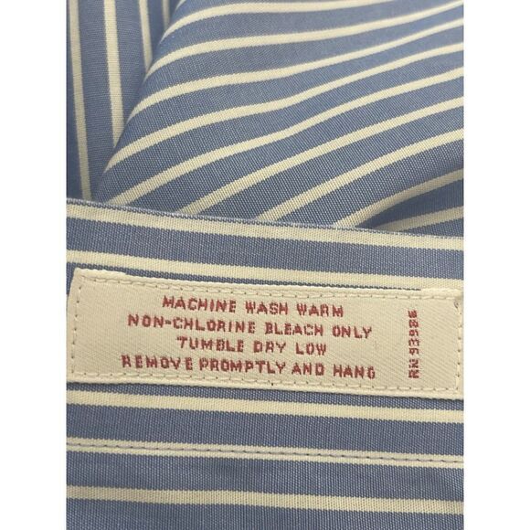 Brooks Brothers Non-Iron Stripe Long Sleeve Button Down Shirt Size 17 4/5 - Picture 9 of 10